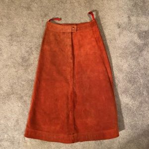 Orange leather skirt